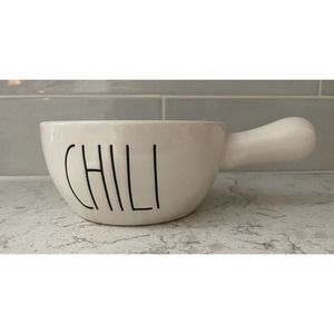 NEW Rae Dunn CHILI White Ivory Soup Bowl With Handle OVEN SAFE Bakeware Crock